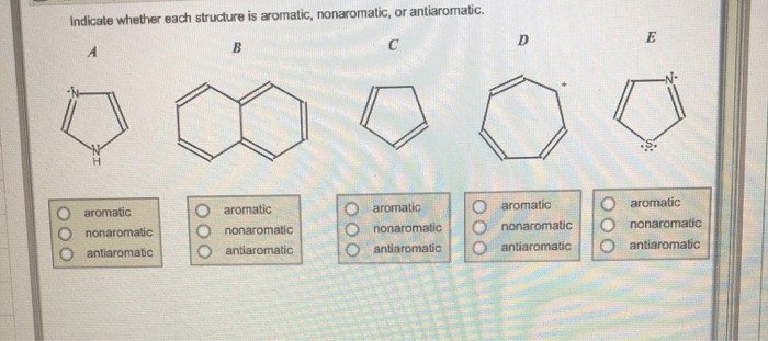 Structure determine number each below electrons nonaromatic whether aromatic indicate antiaromatic assume planarity solved